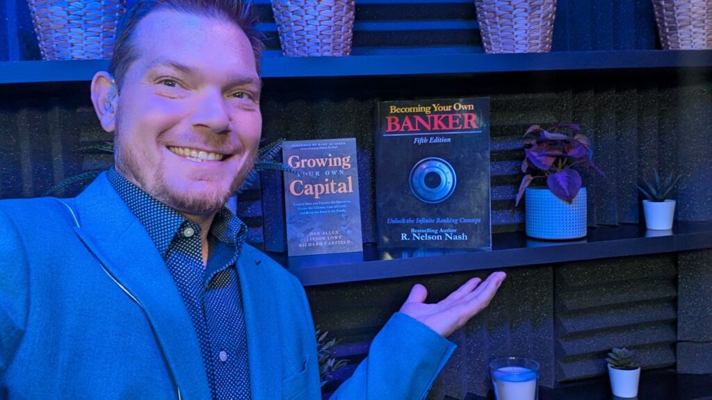 Richard Canfield recording an episode of the Wealth On Main Street podcast about the Infinite Banking Concept.